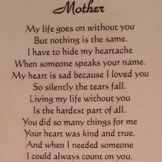 Mother you was my everything.