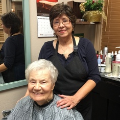 Leona with the one and only Irene, her hair dresser for over twenty years. She was the BEST!