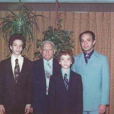 1977_October_Len Bar Mitzvah; Howard, Grandpa Cohen, Len, Dad