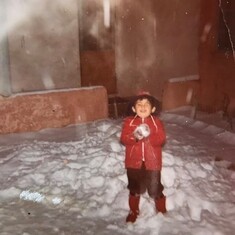 Leonard playing in the snow in Santa Fe