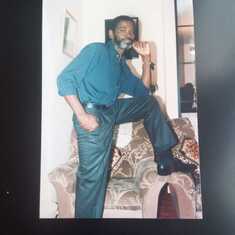 Dad with that one foot pose. This was taken in Mitcham, London, where he lived for over 20 years