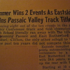Bucky was a very fast sprinter in high school and helped the Eastside High School track team to many victories during his time there in the 1940's.