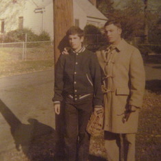 Bucky with his son, Dean outside the home at 181 Ferndale Road
