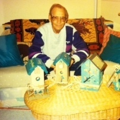 Les with some of his first bird houses he made with Linette while she and Jule lived in Old Towne Alexandria, Virginia across the Potomac from Washington D.C.