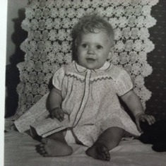 Baby blue eyes, Little Vicki Lea, born in Wichita, Kansas 1942. She was such a cute baby.