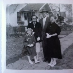 Lester, Viv, Vicki and Sandi in Brookings in Spring of 1956. All dressed up for Easter church services.