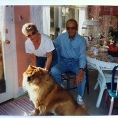 Les and Viv with "Sadona" (Chow Chow), at Linette and Jule's townhome in Old Town Alexandria, Virginia.