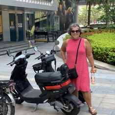 Letha's first scooter ride in China