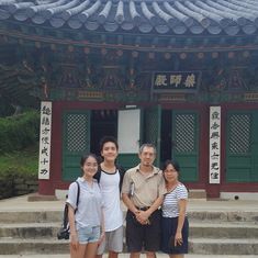 Lew and his family in Jeondeung Temple in Ganghwa Island, Korea in July 2016.