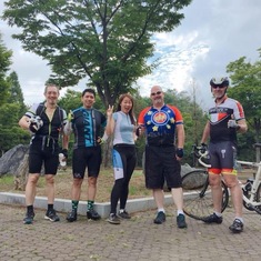 Lew and his Songdo cycling group in summer 2018