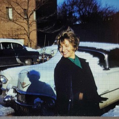 Mom slide car winter 1961