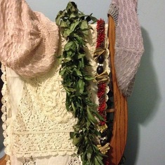 maile lei I wore at Lillian's memorial, Lillians hats, Lillians Lace