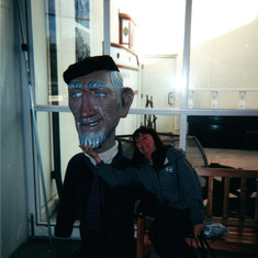 Mom hanging out with Mr. Steinbeck (I think.)