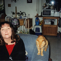 Mom and our cat Hobbes.
