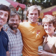 Linda with Kirk, Ed, & Eric at a USC Pre-Game Party