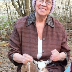 Linda with baby goat: February 2011