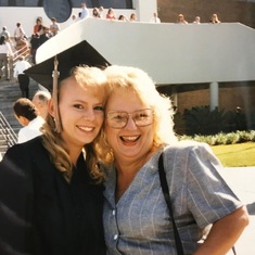 Melanie and Mom at her college graduation;  1996