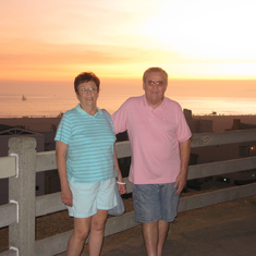 Near the Santa Monica pier overlooking the ocean