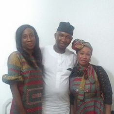 Linda, with sister Ivie and brother-in-law Gbenga