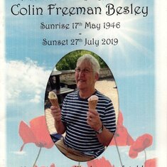 Linda's older brother Colin, passed away 27th July 2019 - Front page of Order of Service.