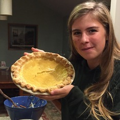 Selinde made pumpkin pie for friends and family, 2015