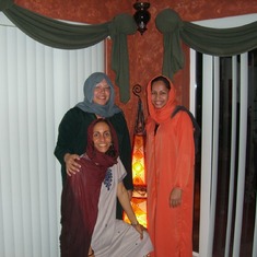 Lisa Fe, Debbie, and Lury dressing up and remembering Morroco