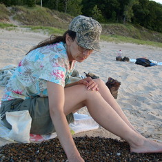 Lisa enjoying the beach at Indiana Dunes