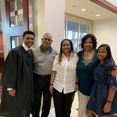 Chase with grandparents, Aunt Brit and Bree, 2019 Baccalaureate