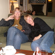 Aunt Linda and Aunt Leslie jetlagged after landing in Nepal.