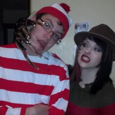 Halloween Logan and Erin...Uh oh...Freddy Krueger found Waldo!