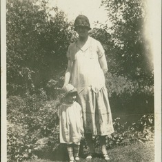 1925~ Lois & Aunt Lottie Hansen, wife to Robert, who was half brother of Victor, full brother of Carrie. Taken by Aunt Carrie, Hastings, Nebraska