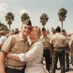 Dave & Mom at Dave's Marine Basic Graduation 1988-Jun