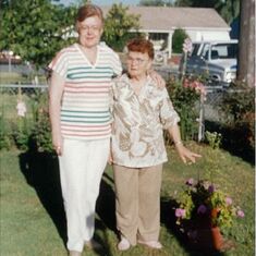 Mom & her Auntie, Hayward-CA after Dave's Marine Graduation 1988-06