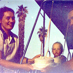 Celebrating Tom's 1st birthday, 1955