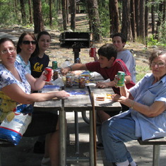 Bowl and Pitcher, Riverside State Park, Spokane, WA                                                                        Denise, Susan, Christina, Aaron, Allen, Mom.  I believe Allen is stealing food from Sue.  The rest of us are toasting the photograph