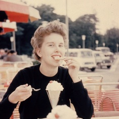 Ice cream at a German gas station near Dusseldorf. 1958