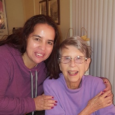 Lois and her loving caregiver, Sandra.  December 2020