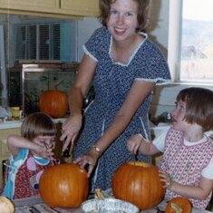 Carving pumpkins.  Halloween 1972