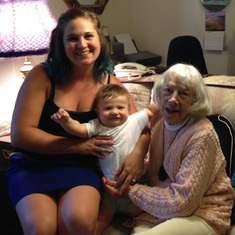 August 2014 - Lois with Anna Girkout (granddaughter) and Cordell Girkout (great grandson)