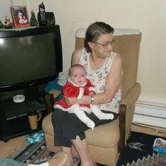 Great Grandma & Great Grand Daughter Aubree's first Christmas.  Now Aubree is 3 1/2 years old.  . This was taken a few years ago.
