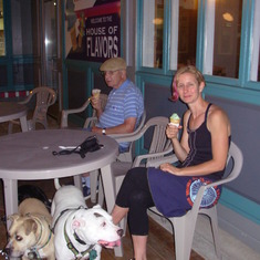 Kirsten with Dad and ice cream at the House of Flavors August 2008