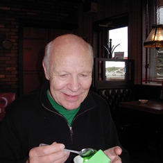 Loren with his favorite lime jello at Big Boy in Manistee July 2006