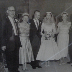 newly married couple with their parents 1956