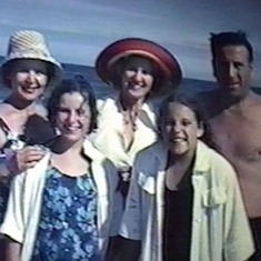 Our family spent a lot of time at DA BEACH! ~ L2R Lorett, daughter Cat, cousin Katy,her daughter Cathy & husband Vito ~ 1960?