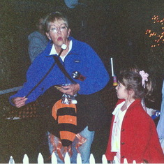 Mom & Lexi toasting marshmallows at Frerich