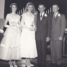 A bridesmaid at one of her best friend's (Arla Mae) wedding. 1958