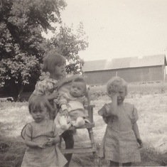 Milford Iowa. Back row - Donna, Dale, Marlene. Front row - Loretta.1938