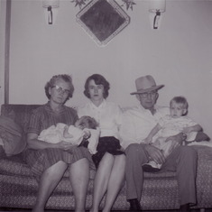 Grandma and Grandpa, Mom, me, Lon