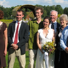 Funny-looking family portrait from our wedding. It is the only one we have with Loretta in which were all looking in the same direction!