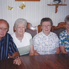 Uncle dale, Aunt Donna, Aunt Marlene and Mom (not looking at camera).